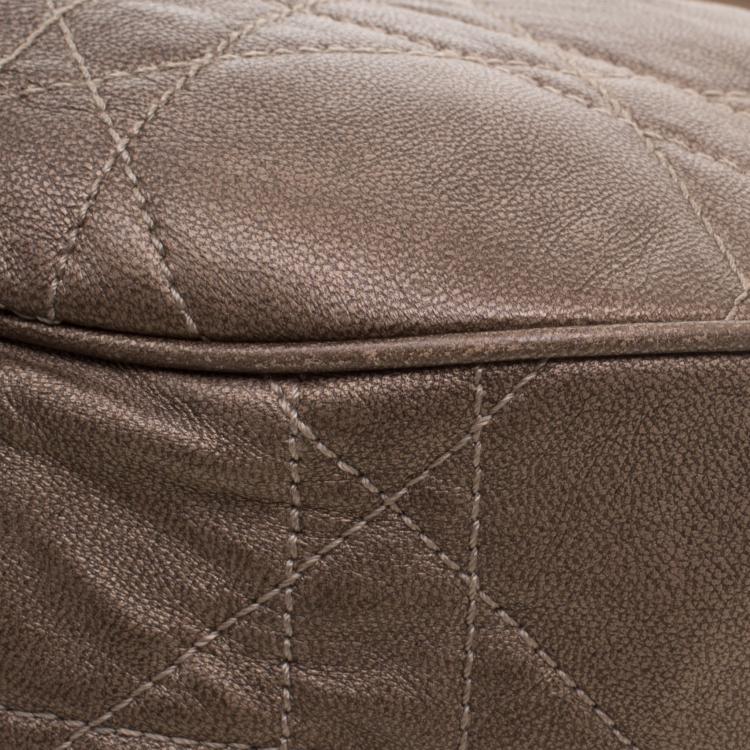 مملوكة مسبقًا Dior Metallic Brown Cannage Leather Hobo