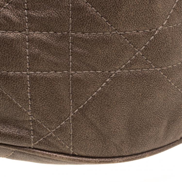 مملوكة مسبقًا Dior Metallic Brown Cannage Leather Hobo