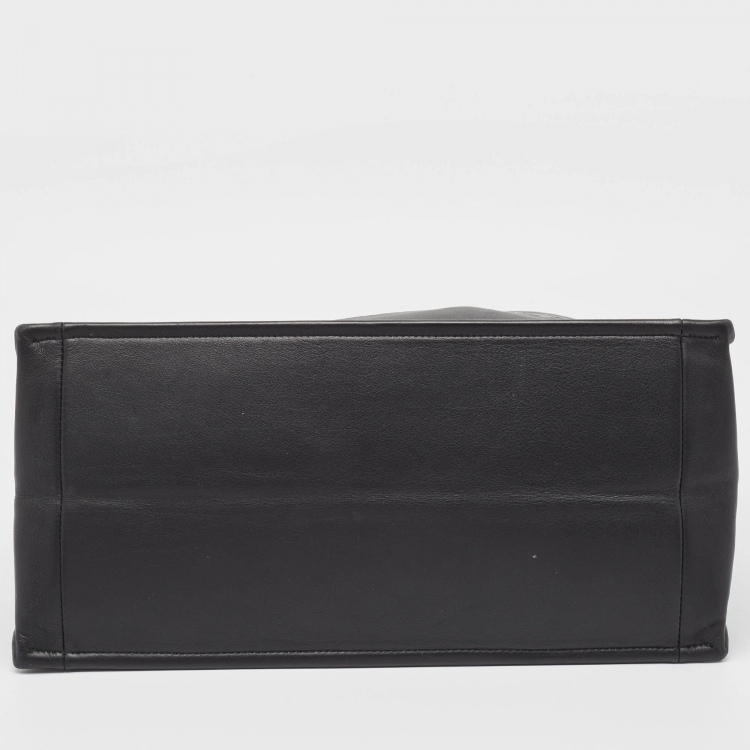 Pre Owned Dior Black Embossed Leather Medium Book Tote