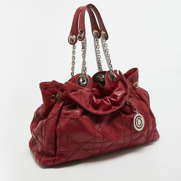 Pre Owned Dior Red Cannage Leather Le Trente Hobo