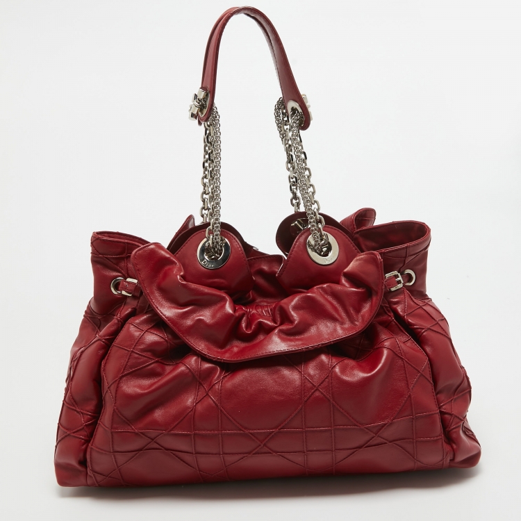 Pre Owned Dior Red Cannage Leather Le Trente Hobo