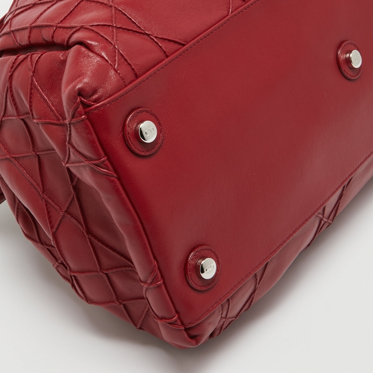 Pre Owned Dior Red Cannage Leather Le Trente Hobo