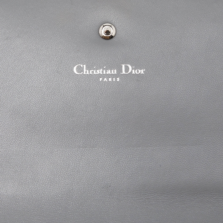 Pre Owned Dior Grey Leather Diorama Wallet on Chain