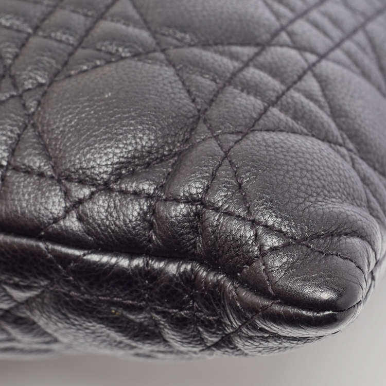 Pre Owned Dior Black Cannage Leather Large Caro Daily Pouch