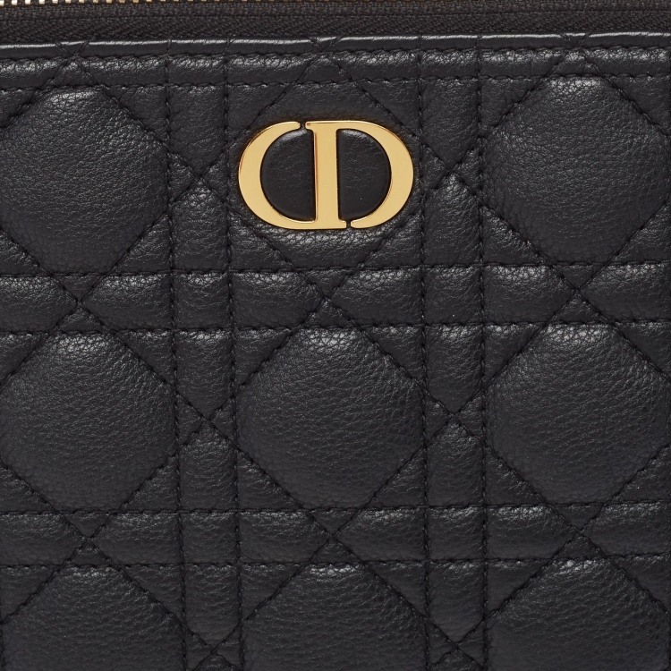 Pre Owned Dior Black Cannage Leather Large Caro Daily Pouch