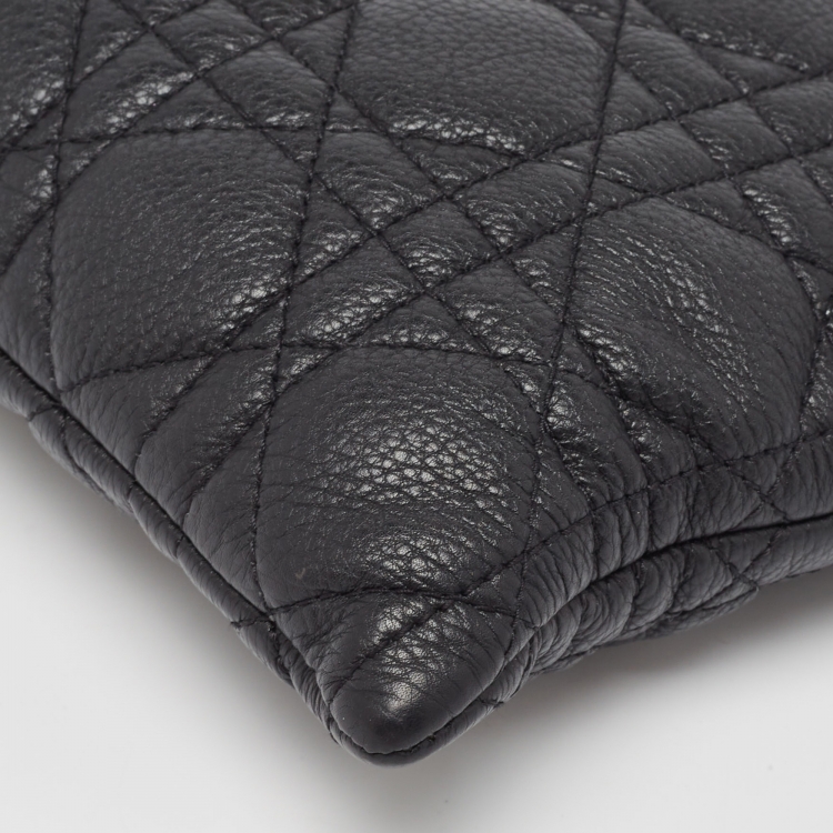 Pre Owned Dior Black Cannage Leather Large Caro Daily Pouch