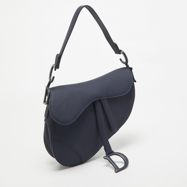 مملوكة مسبقًا Dior Navy Blue Ultra Matte Leather Saddle Bag