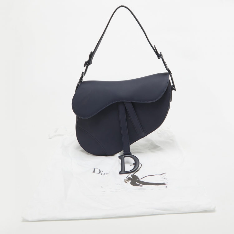 مملوكة مسبقًا Dior Navy Blue Ultra Matte Leather Saddle Bag