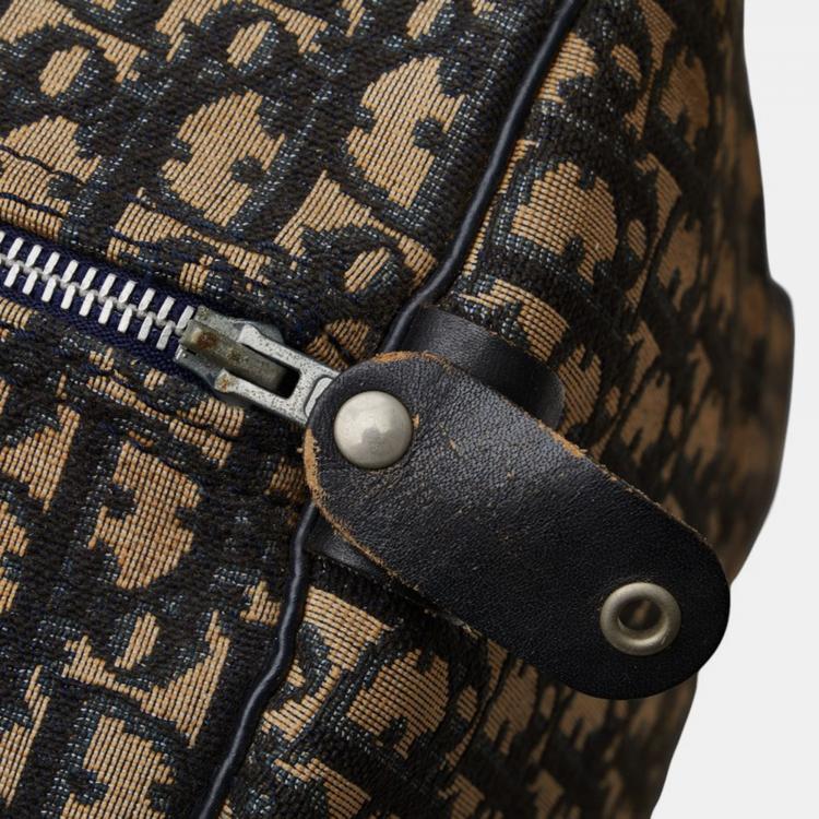 Pre Owned Dior Brown Canvas Oblique Large Boston Bag