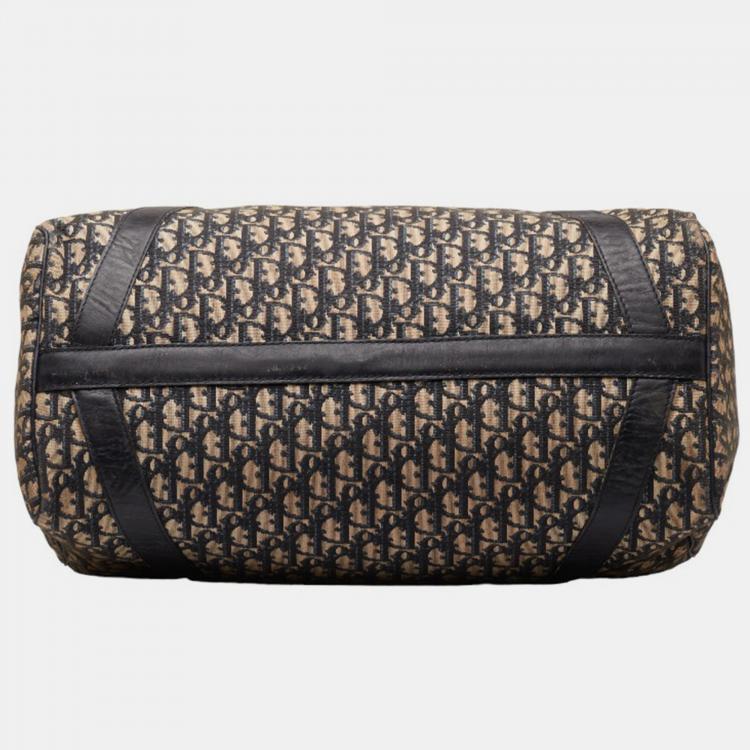 Pre Owned Dior Brown Canvas Oblique Large Boston Bag