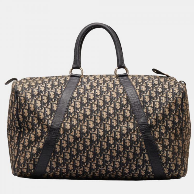 Pre Owned Dior Brown Canvas Oblique Large Boston Bag