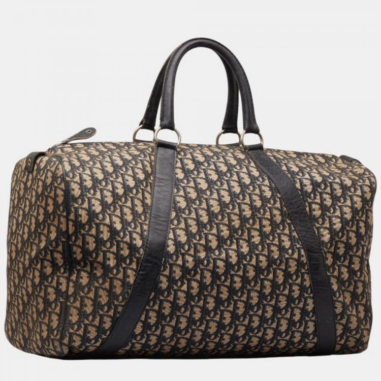Pre Owned Dior Brown Canvas Oblique Large Boston Bag