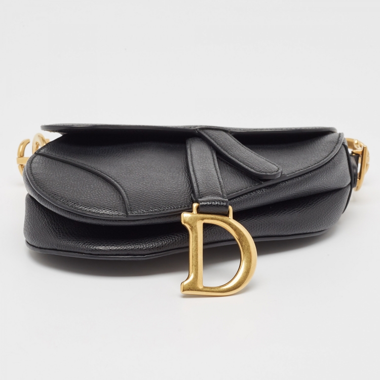 Pre Owned Dior Black Leather Mini Saddle Bag