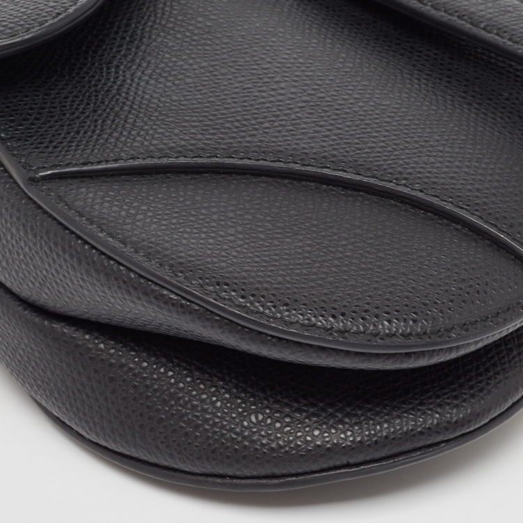 Pre Owned Dior Black Leather Mini Saddle Bag