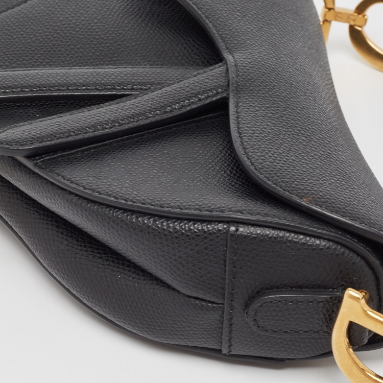 Pre Owned Dior Black Leather Mini Saddle Bag