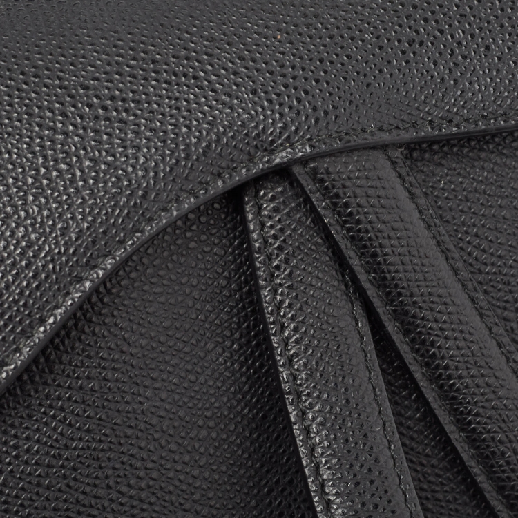 Pre Owned Dior Black Leather Mini Saddle Bag