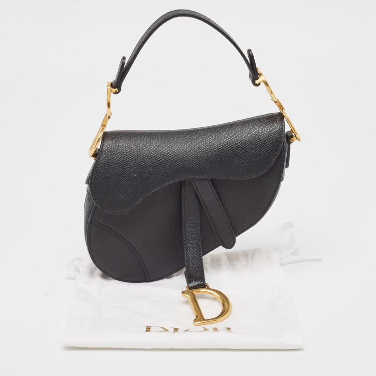 Pre Owned Dior Black Leather Mini Saddle Bag