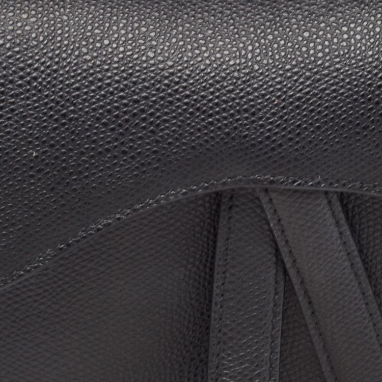Pre Owned Dior Black Leather Mini Saddle Bag