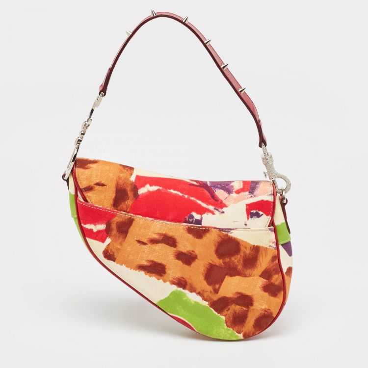 Pre Owned Dior Multicolor Printed Fabric and Leather Limited Edition 0756 Victim Saddle Bag