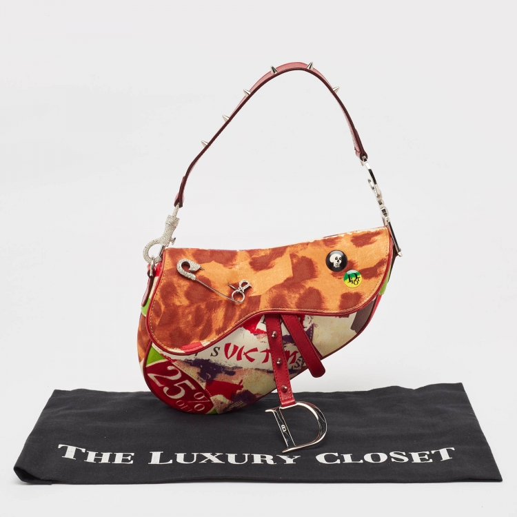 Pre Owned Dior Multicolor Printed Fabric and Leather Limited Edition 0756 Victim Saddle Bag