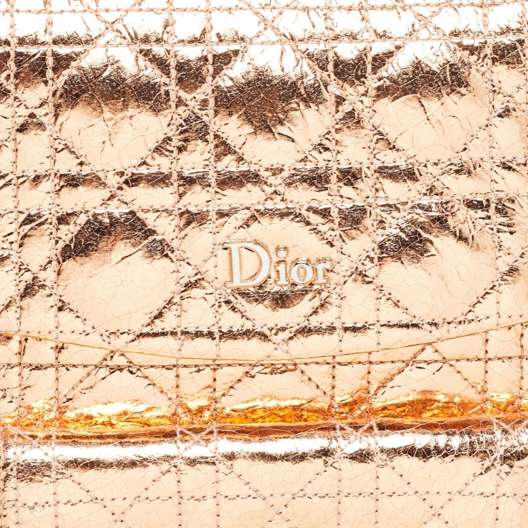 Pre Owned Dior Bronze Cannage Foil Leather Small Stardust Backpack