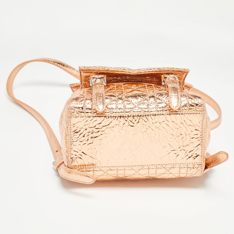 Pre Owned Dior Bronze Cannage Foil Leather Small Stardust Backpack