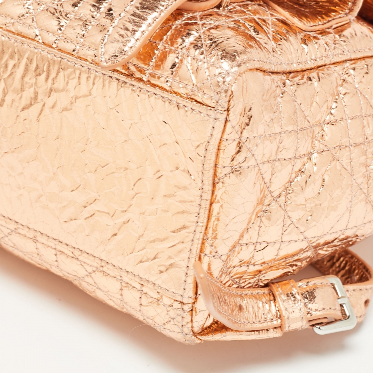 Pre Owned Dior Bronze Cannage Foil Leather Small Stardust Backpack
