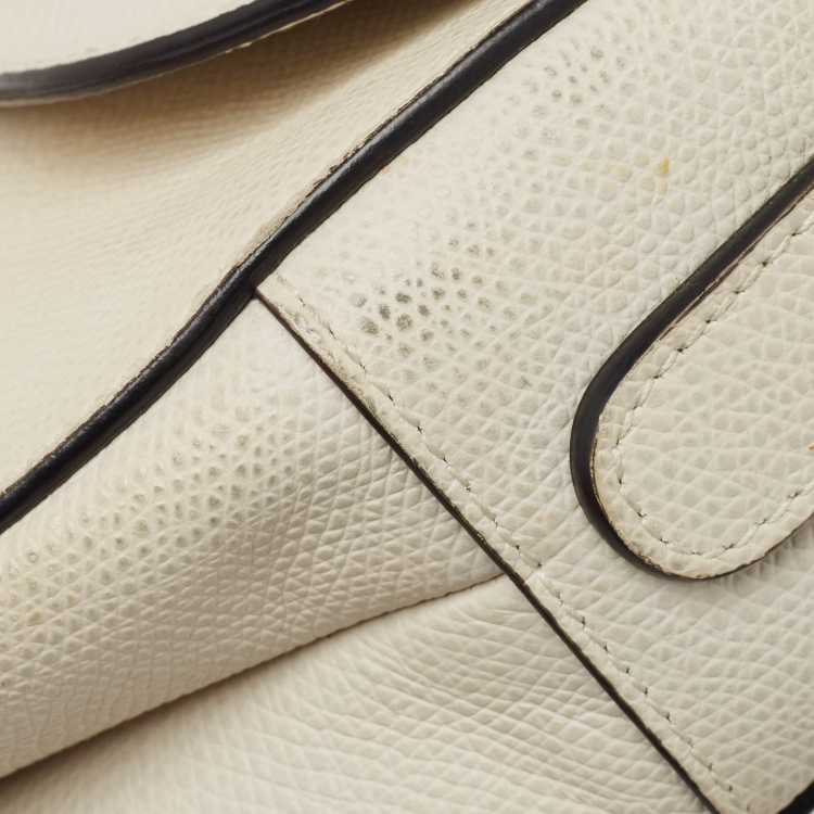 Pre Owned Dior Off White Leather Saddle Shoulder Bag