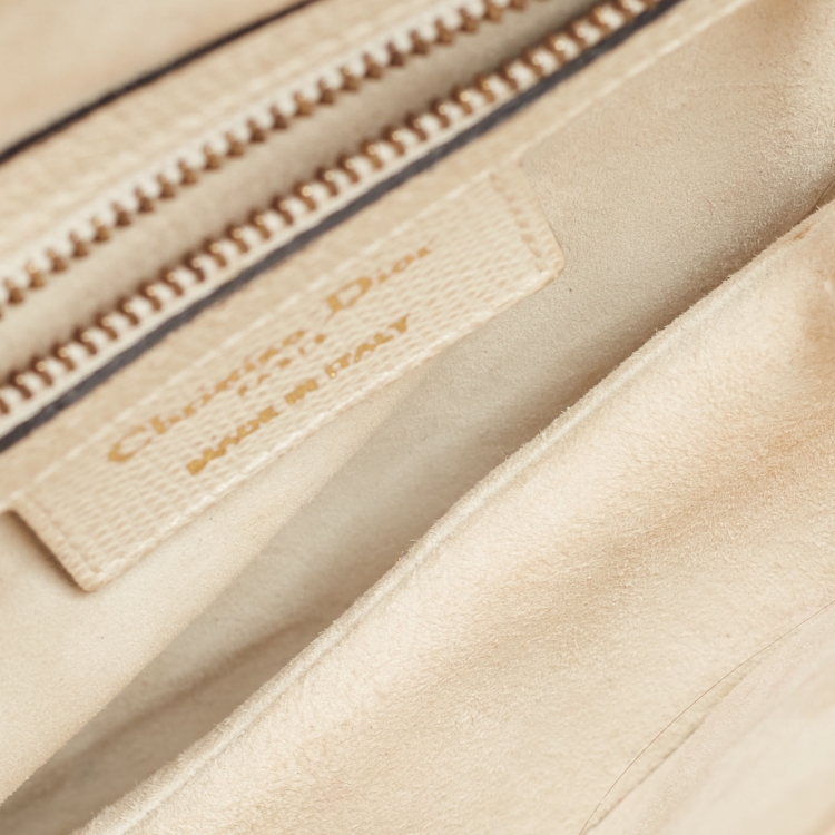 Pre Owned Dior Off White Leather Saddle Shoulder Bag