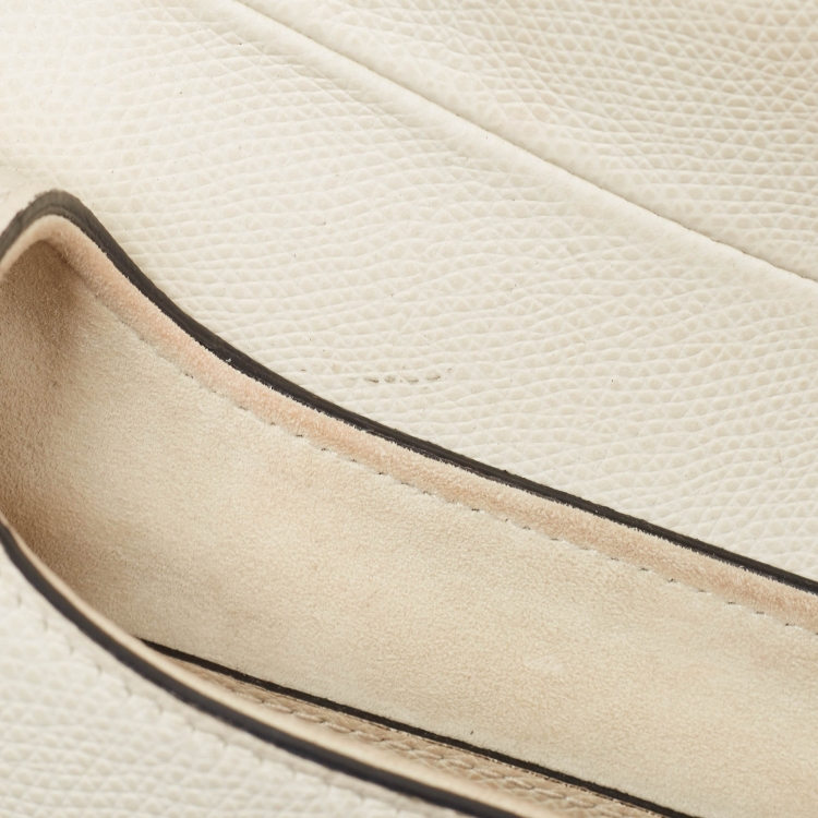Pre Owned Dior Off White Leather Saddle Shoulder Bag