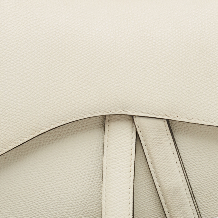 Pre Owned Dior Off White Leather Saddle Shoulder Bag