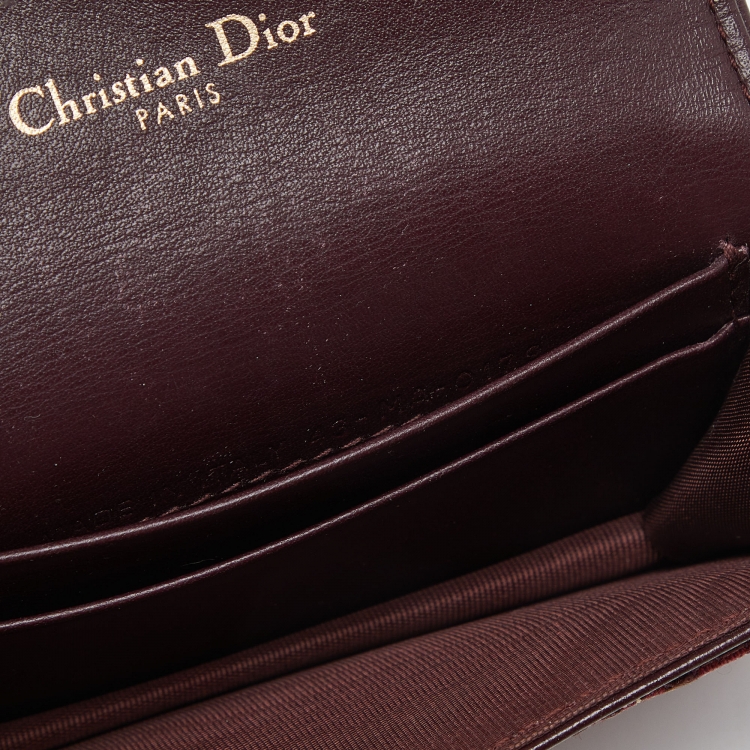 مملوكة مسبقًا Dior Burgundy Oblique Canvas and Leather Saddle Card Holder