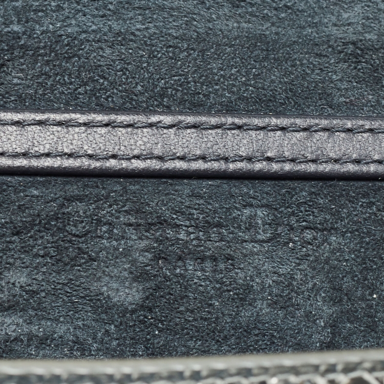 Pre Owned Dior Silver Micro Cannage Patent Leather 2in1 30 Montaigne Pouch Bag