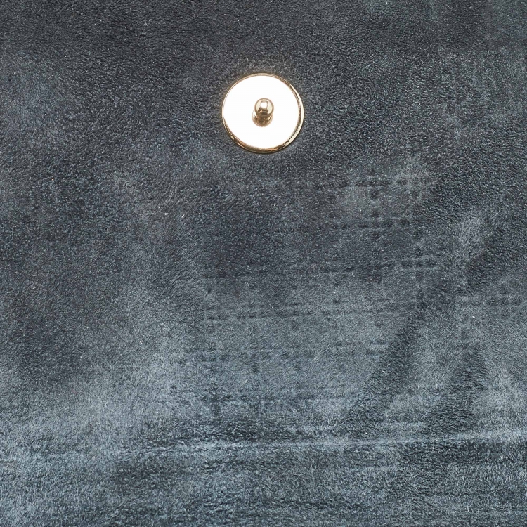 Pre Owned Dior Silver Micro Cannage Patent Leather 2in1 30 Montaigne Pouch Bag