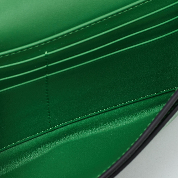 Pre Owned Dior Green Leather Saddle Wallet on Chain