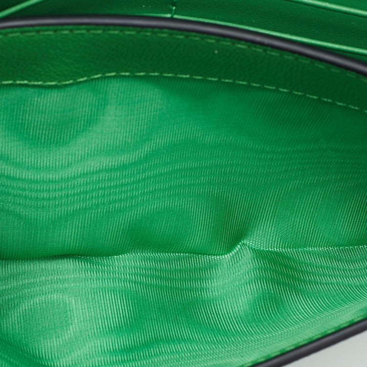 Pre Owned Dior Green Leather Saddle Wallet on Chain