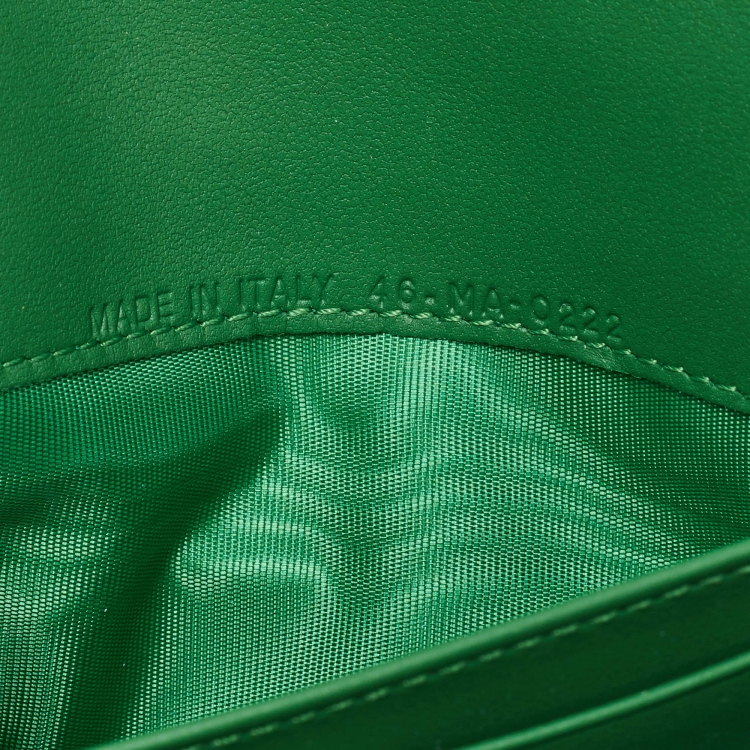 Pre Owned Dior Green Leather Saddle Wallet on Chain