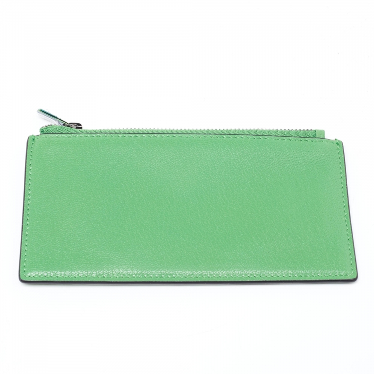 Pre Owned Dior Green Leather Saddle Wallet on Chain