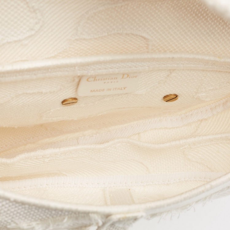 Pre Owned Dior Off White Canvas Camouflage Saddle Bag