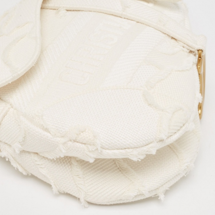 Pre Owned Dior Off White Canvas Camouflage Saddle Bag