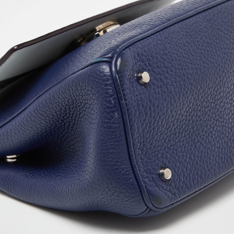Pre Owned Dior Blue Leather Mini Be Dior Top Handle Bag
