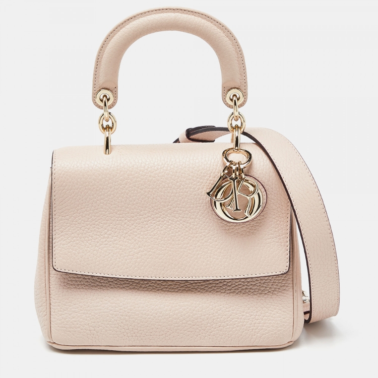 Pre Owned Dior Pale Pink Leather Mini Be Dior Flap Bag