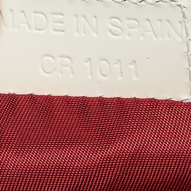 Pre Owned Dior Red/White Oblique Coated Canvas and Patent Leather Saddle Pochette 