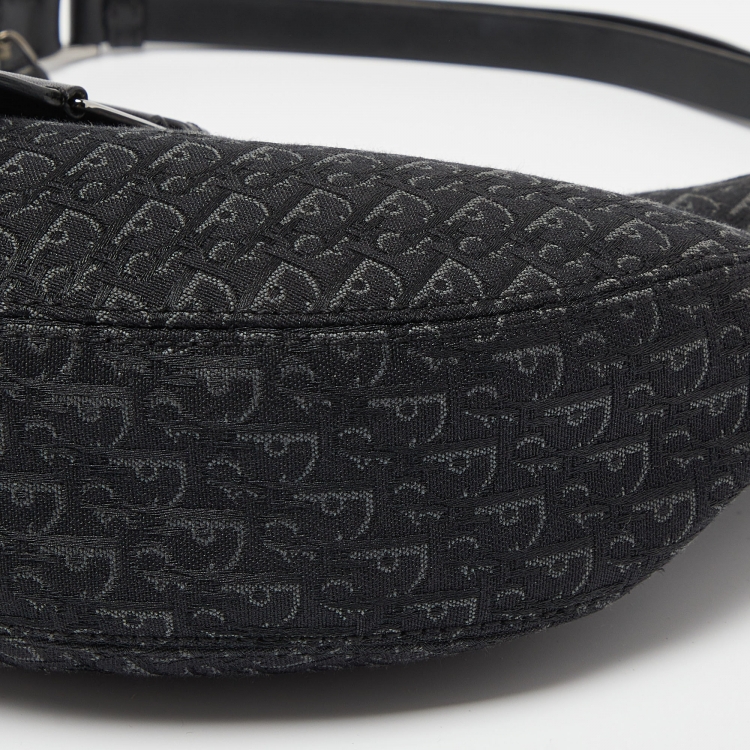 Pre Owned Dior Black Oblique Canvas and Leather Street Chic Hobo