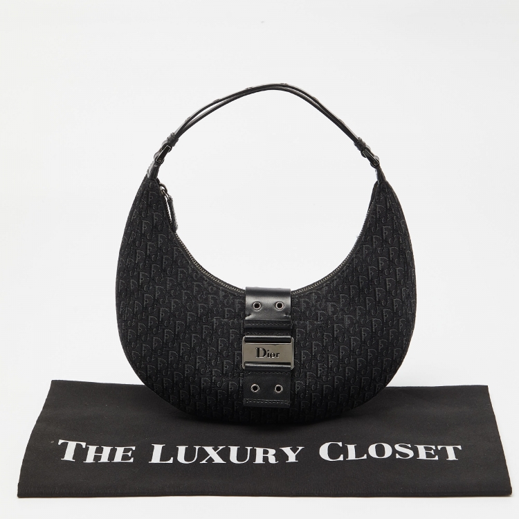 Pre Owned Dior Black Oblique Canvas and Leather Street Chic Hobo
