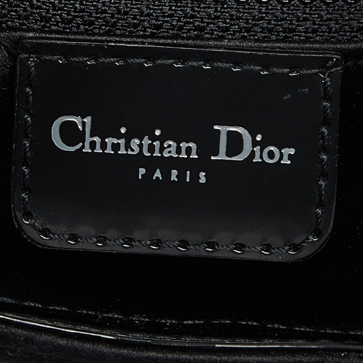Pre Owned Dior Black Satin and Patent Leather Mini Street Chic Columbus Hobo