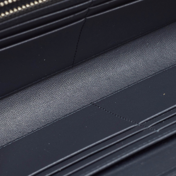 Pre Owned Dior Silver Microcannage Patent Leather Lady Dior Croisiere Wallet on Chain