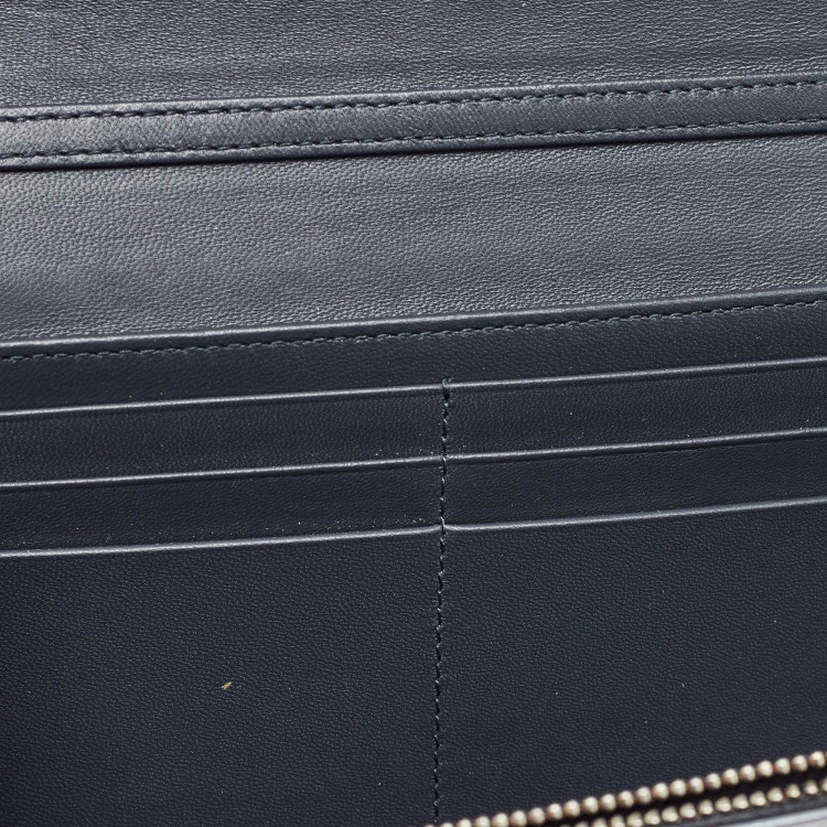 Pre Owned Dior Silver Microcannage Patent Leather Lady Dior Croisiere Wallet on Chain