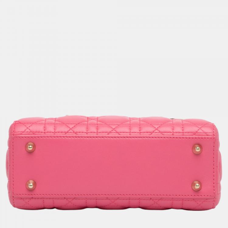 Pre Owned Dior Pink Small Lambskin Cannage My ABCDior Lady Dior