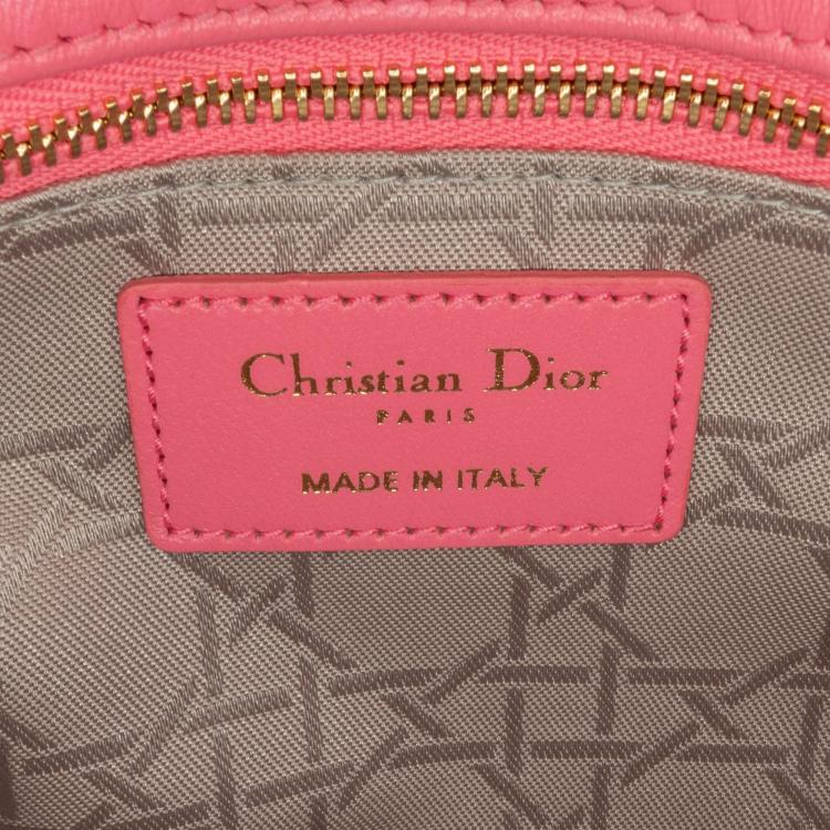 Pre Owned Dior Pink Small Lambskin Cannage My ABCDior Lady Dior